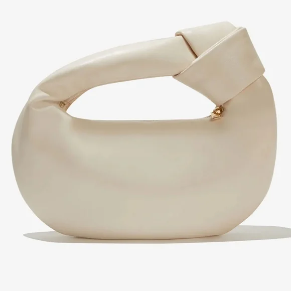 Melie Bianco Alexandra Cream Vegan Top Handle Crescent Hobo Bag Minimalist