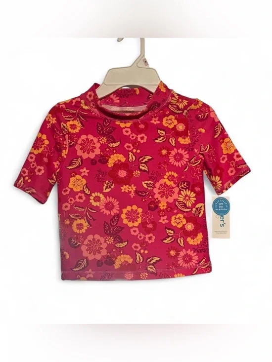 Carter's Girl’s  Pink Floral Swim Rashguard Top Size 6/6X