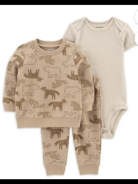 Carter's‎ Tan Neutral Animal Print 3-Piece Set