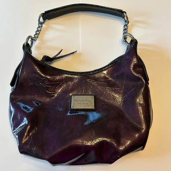NWOT Simply Vera Vera Wang Purple Slouchy Hobo Bag with Glossy Finish