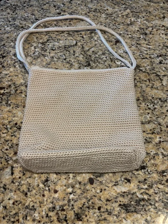 The Sak Vintage Cream Crochet Shoulder Hobo Bag 9” x 10”