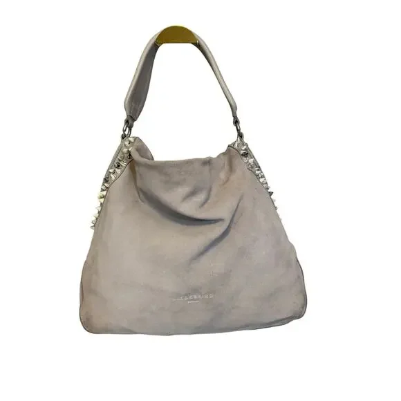 Liebeskind Berlin Yokohama Hyena Hobo Handbag Gray Cow Leather Studded Designer