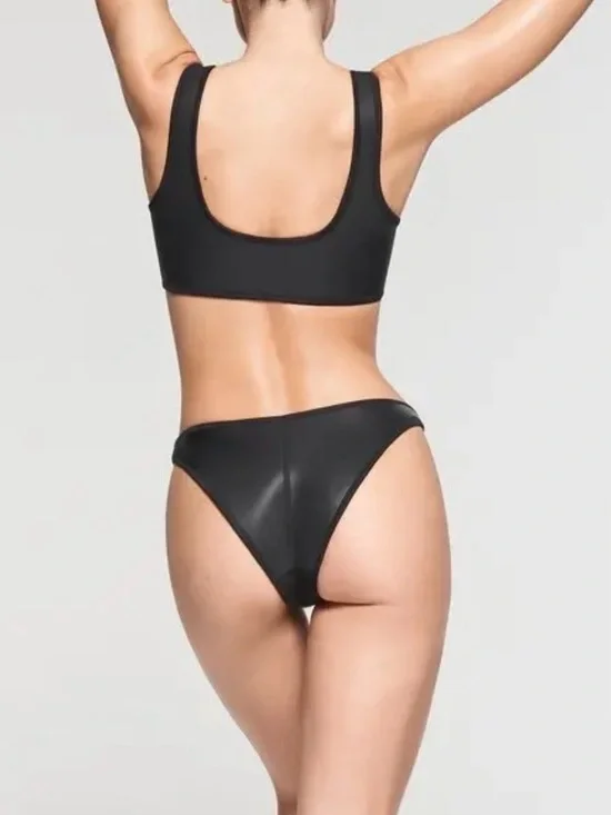 NWT SKIMS Rubberized Scuba Swim Scoop Neck Bikini Top Sz M NWT