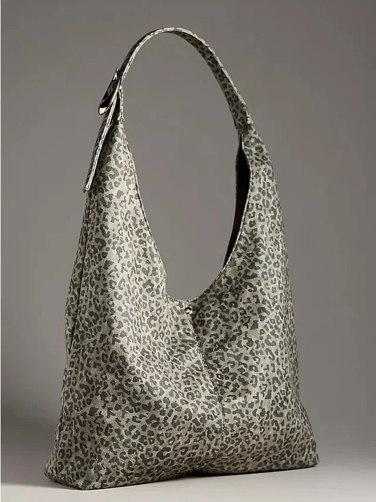 Anthropologie Slouchy Love Knot Leopard Print Hobo Bag Boho Maximalist City Girl