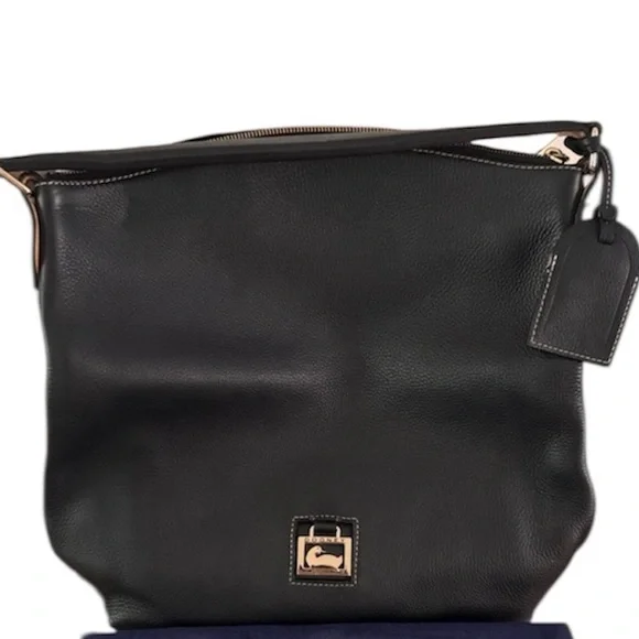 Dooney & Bourke Black Pebble Grain Leather Hobo Shoulder Bag Vintage Like New