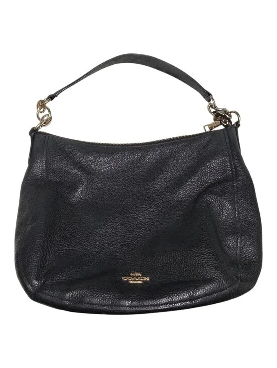 Coach Elle Hobo Purse Black Pebbled Leather Chain F31399 Shoulder Bag