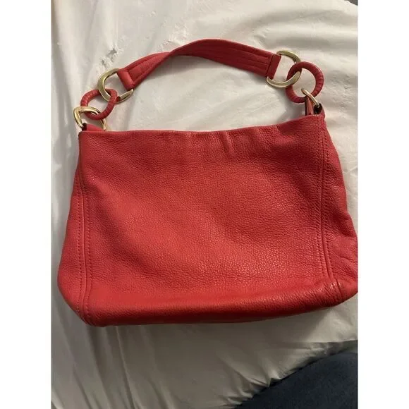 Michael Kors Fulton Hobo Fuchsia Pink Pebble Leather Chain  Bag Tote Large Purse