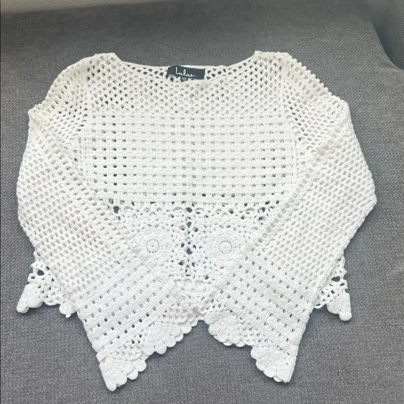Lulu's Cream Crochet Knit Top