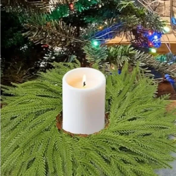 Elegant Green Holiday Wreath with Candle