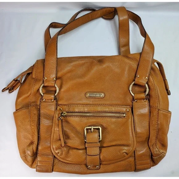 Michael Kors Rust Brown Multi‎ Pocket Pebbled Leather Shoulder Bag Y2K Hobo