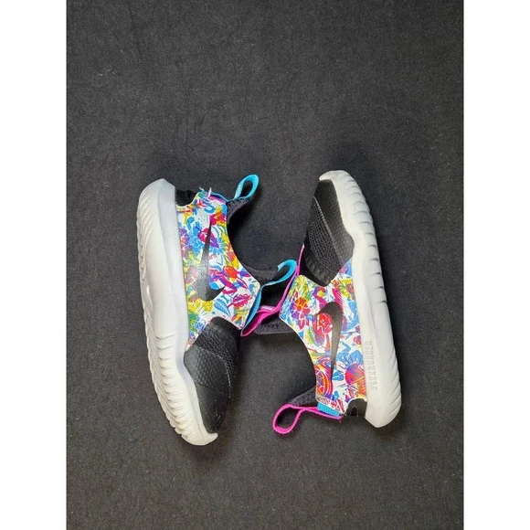 Nike Flex Runner Toddler Girls Floral Black Multi Color Shoes CW1601-001 8C