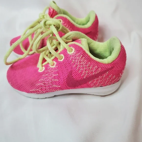 Nike Shoes Toddler Size 5c Flex Athletic Running Sneakers 725072-600 Pink‎ Green