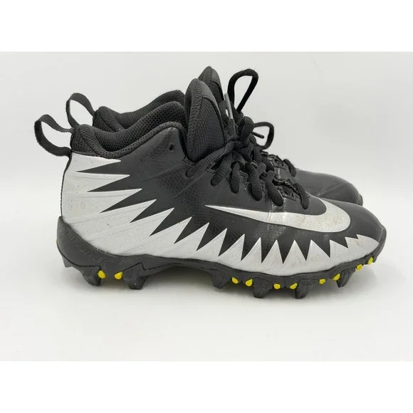 Nike Alpha Menace Shark Football Cleats Kids 1.5Y Black Silver Athletic Shoes