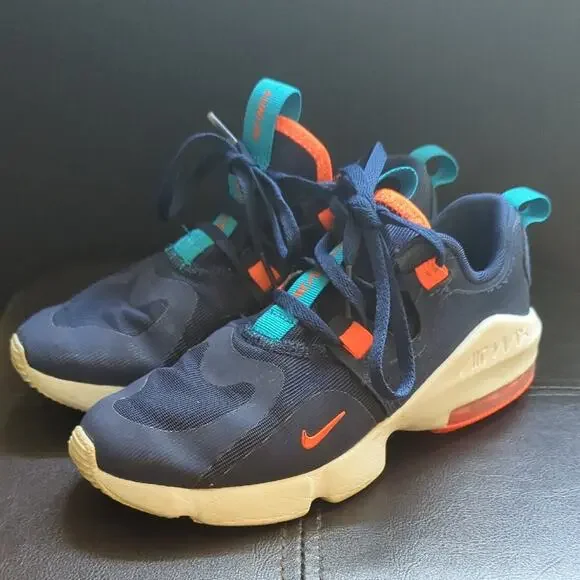 Nike Air Max Infinity Youth Size 1 Navy Orange Lace Up Outdoor Running Sneakers