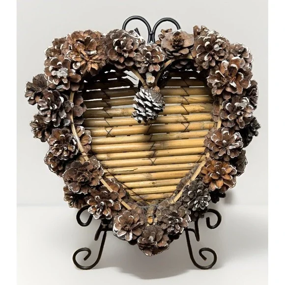 Rustic Heart Shaped Pinecone Wreath natural Country Cabin Farmhouse Home Decor