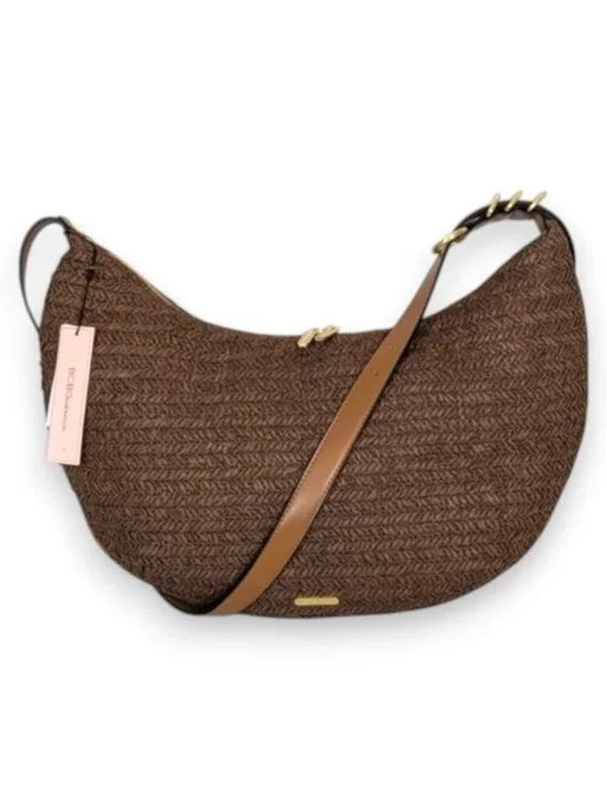 BCBG Brown Woven Crescent Hobo Shoulder Bag NWT