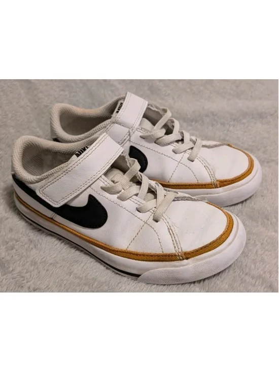Nike Child Sneakers White Black Synthetic Hook & Loop Lace Low Top Size 12C B222