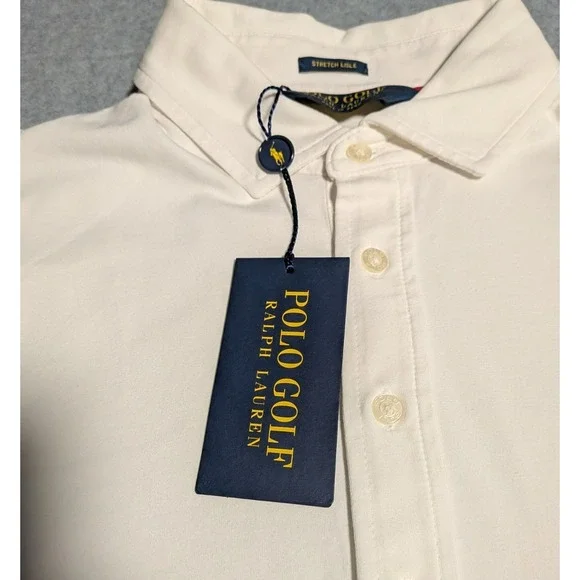 Polo Golf Ralph Lauren Men's‎ White Stretch Lisle Wyndham Golf Polo Size Small