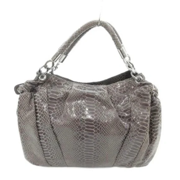 Michael Kors Grey Snake-Embossed Leather Hobo