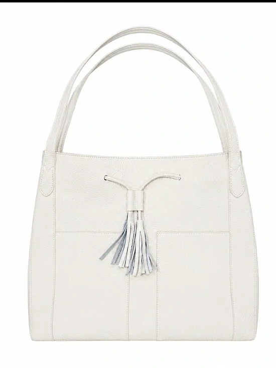 Laggo Andrea Hobo Shoulder Bag Creamy White Pebbled Leather
