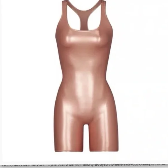 SKIMS Metallic Swim Cycle Suit Bodysuit Onesie