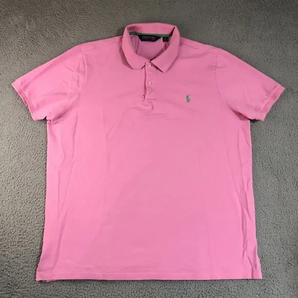Polo Ralph Lauren Shirt Men XXL Pink Jockey‎ Preppy Classic Golf Pony Logo
