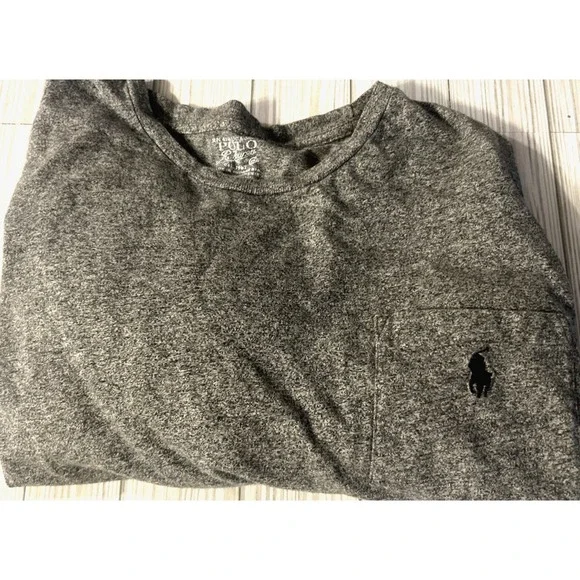 Polo Ralph Lauren Mens Grey Black Pony Long Sleeve Heather‎ Pocket Soft Large