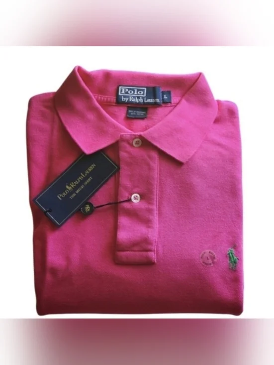 Polo Ralph Lauren: Classic Fit Men's Iconic Mesh Polo Shirt Pink and Green