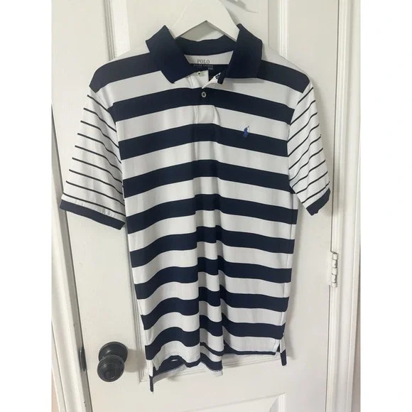 Polo Ralph Lauren Performance Polo Shirt Men's XL Navy White Stripe Golf Tech