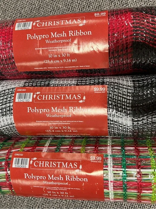 Polypro Mesh Ribbon - Red, Black, Green Mix