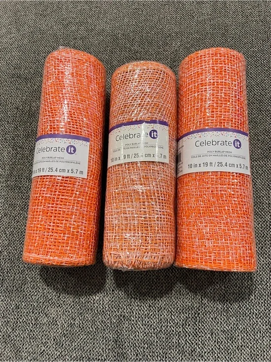 Celebrate It Bright Orange Mesh Roll Set - 3 Pack