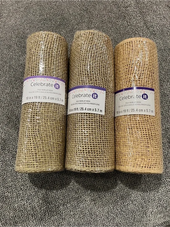 Celebrate It Burlap Mesh Rolls in Natural and Light Tan