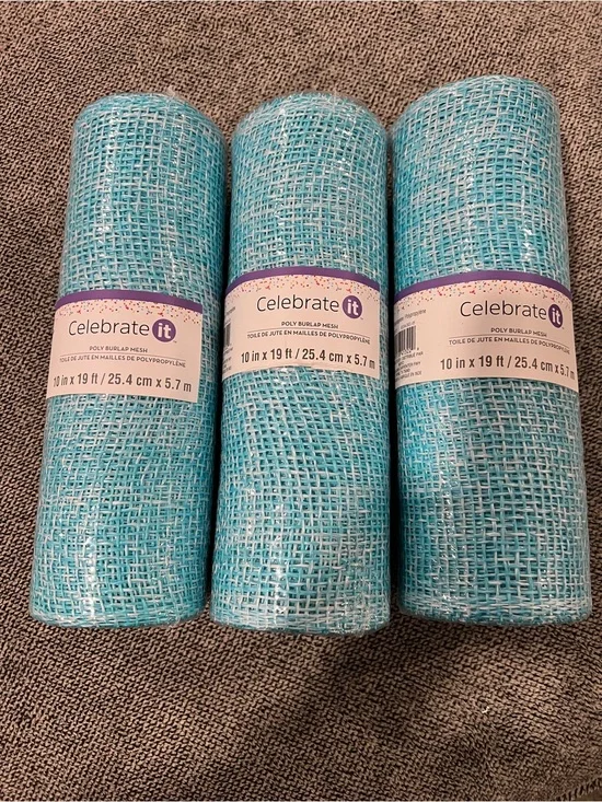 Celebrate It Turquoise Poly Burlap Mesh Roll - Aqua Decorative Craft Mesh