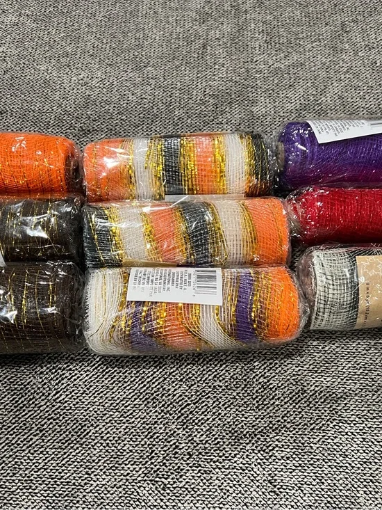 Variegated Metallic Accent Yarn - Orange, Purple, Gold, White - Set of 9