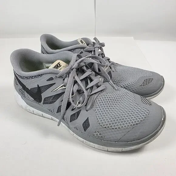 NIKE Free 5.0 Youths Gray Running Trainers Sneakers Size 7Y #644428-005 Beater