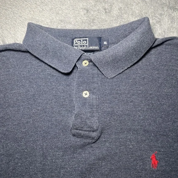 VTG Polo By Ralph Lauren Men's SZ XL Navy/Grey Short Sleeve Shirt Red Pony