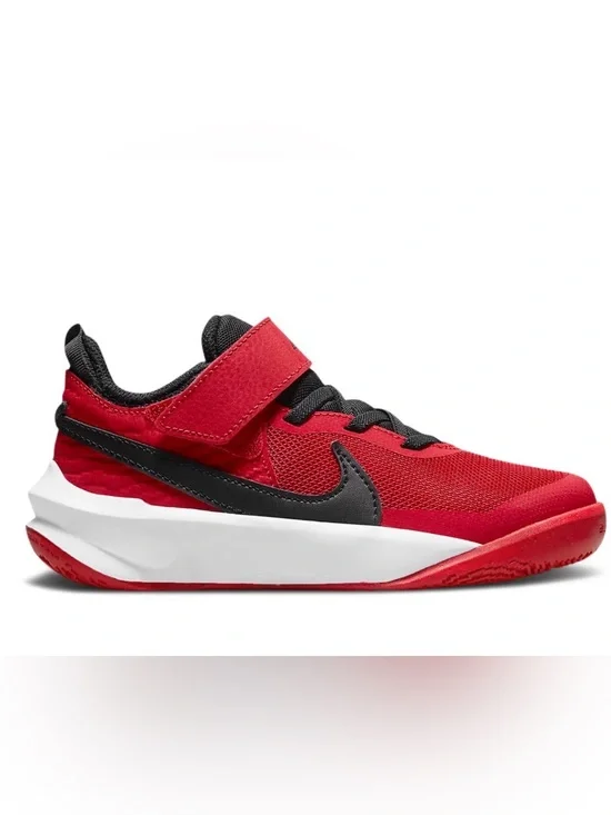 Nike Team Hustle Kids Red and Black Velcro Athletic Sneakers, Size 11C