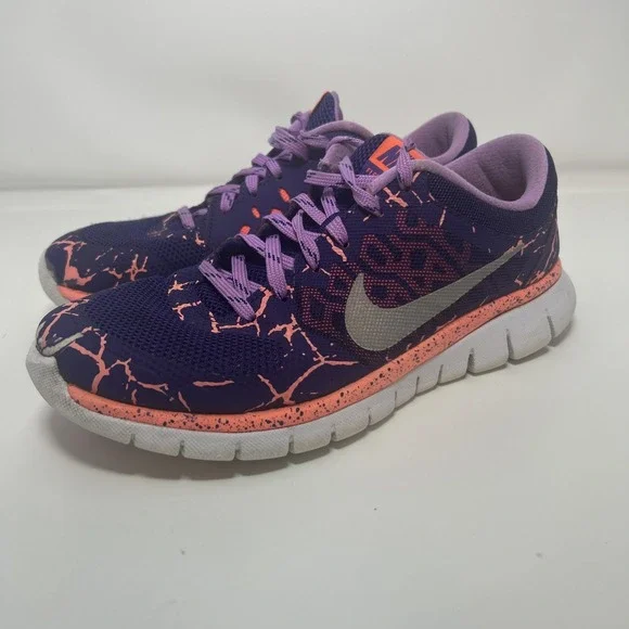 Nike Girl's Flex Run 'Lava Glow' Running Shoe‎ (GS) Size 5Y Purple/Orange