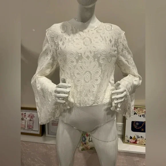 women's flare  long sleeve lace body suit intimately free people