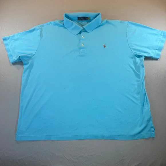 Polo Ralph Lauren Mens 3XB Blue Pima Cotton Short Sleeve Polo Shirt Pony Logo
