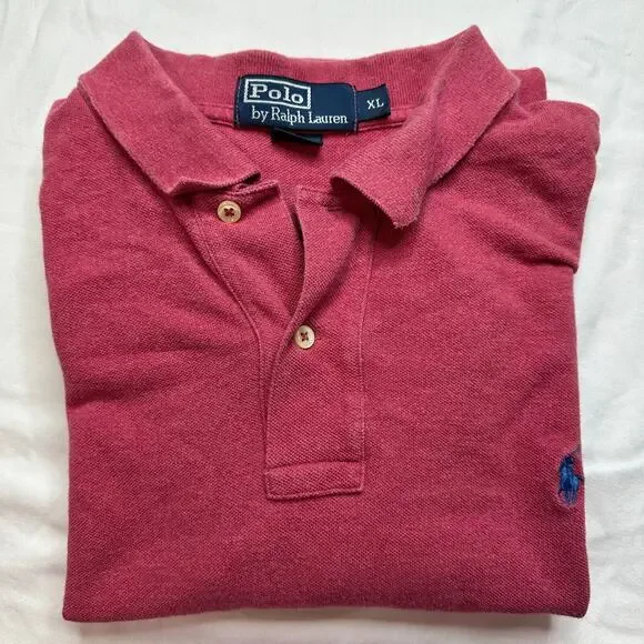 Polo Ralph Lauren Mens XL Cotton‎ Red Short Sleeve Polo Blue Pony Golf