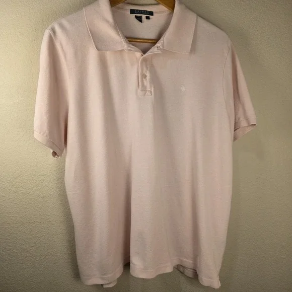 LAUREN RALPH LAUREN Mens‎ Short Sleeve Pink Polo Shirt In Size XXL