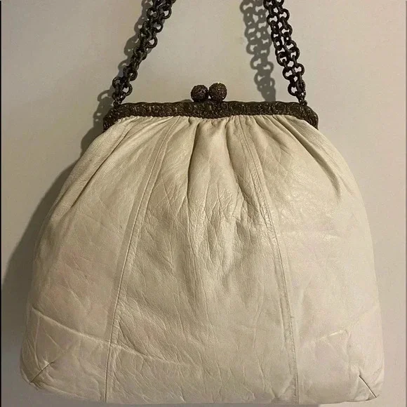 Clara Kasavina beige leather hobo handbag