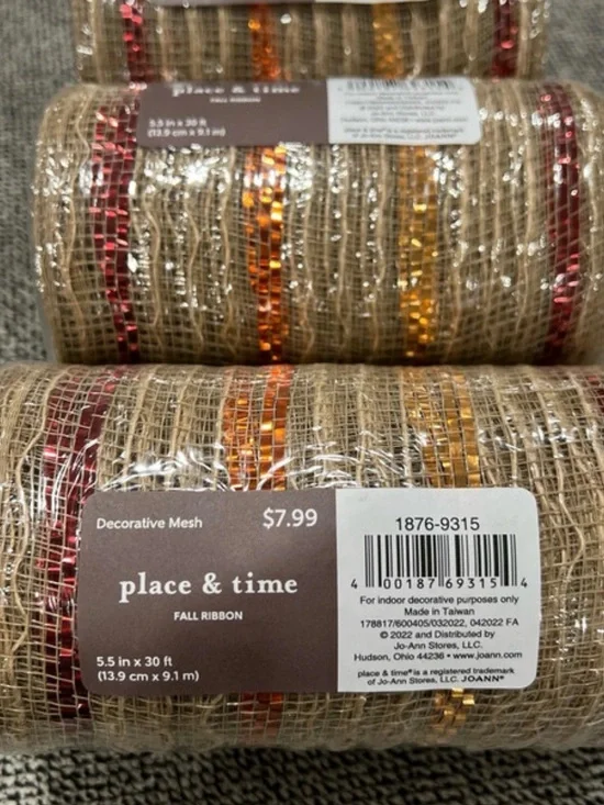Place & Time Deco Mesh - Tan/Orange/Red/Yellow