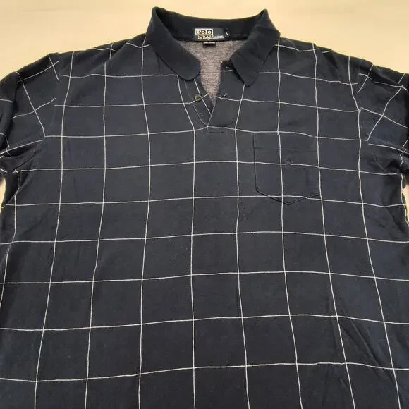 Polo by Ralph Lauren Collared Casual Long Sleeve Polo Shirt Mens Size L Navy