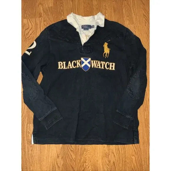 Vintage 90s Polo Ralph Lauren Blackwatch Long Sleeve size XXL Black