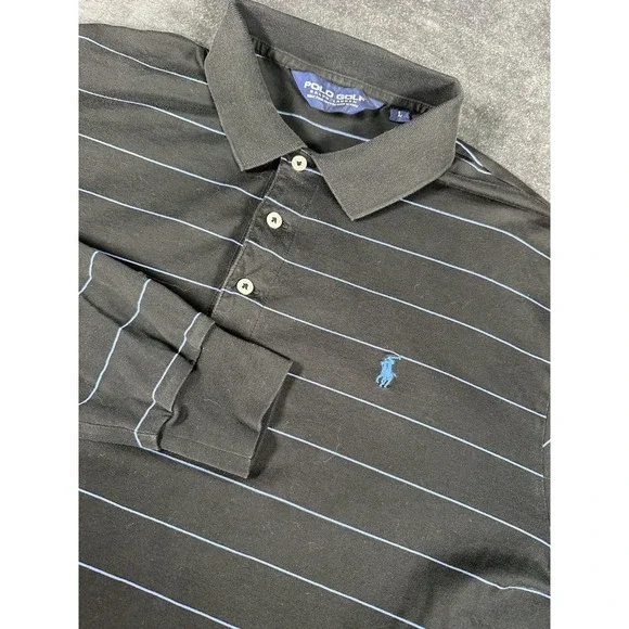 Polo‎ Golf Ralph Lauren Men' s LARGE Polo Pima Cotton Long Sleeve Stripe Shirt