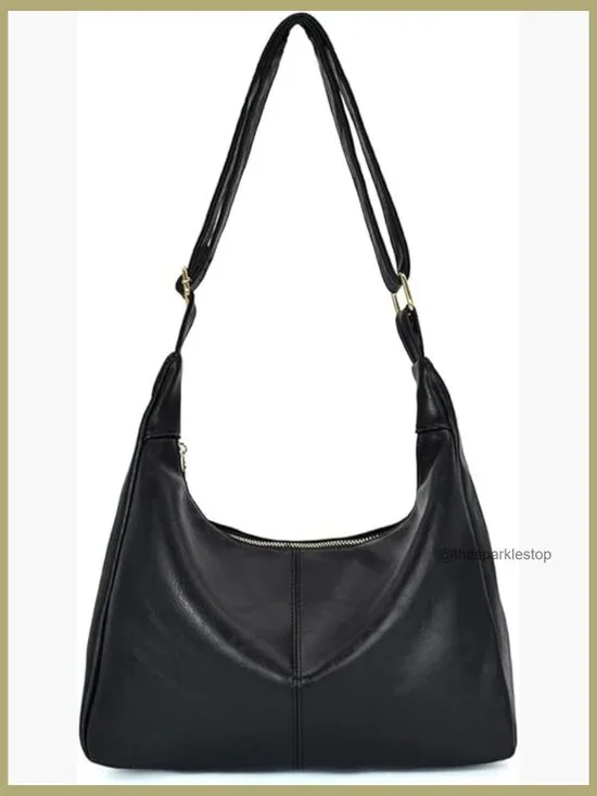 Vegan Leather Hobo Bag Crossbody Shoulder Tote Work Travel with Zipper