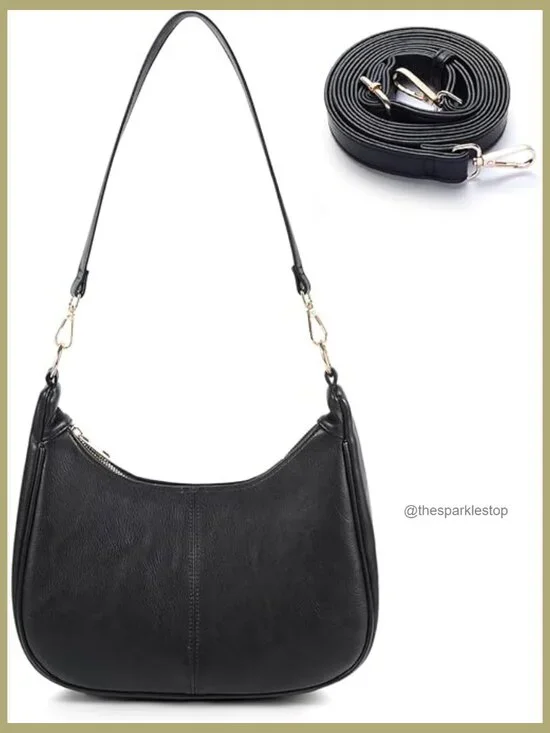 Slouchy Vegan Leather Hobo Crossbody Bag with Adjustable Strap