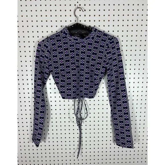Zara geometric print crop open back top size S